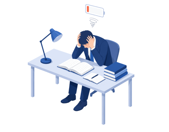机に向かって勉強する気力がない
